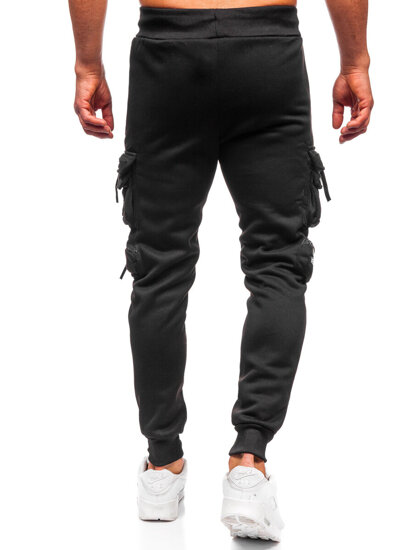 Uomo Pantaloni jogger cargo da tuta caldi Nero Bolf HSS361