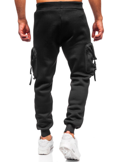 Uomo Pantaloni jogger cargo da tuta caldi Nero Bolf K23