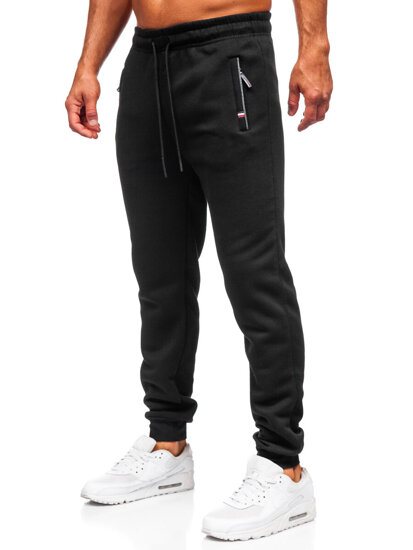 Uomo Pantaloni jogger da tuta spessi Nero Bolf JX6217