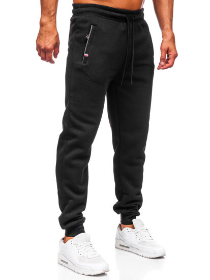 Uomo Pantaloni jogger da tuta spessi Nero Bolf JX6217