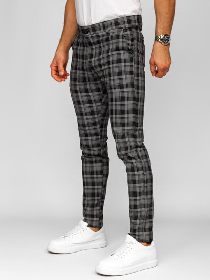 Uomo Pantaloni joggers a quadri Nero-Bianco Bolf 184147