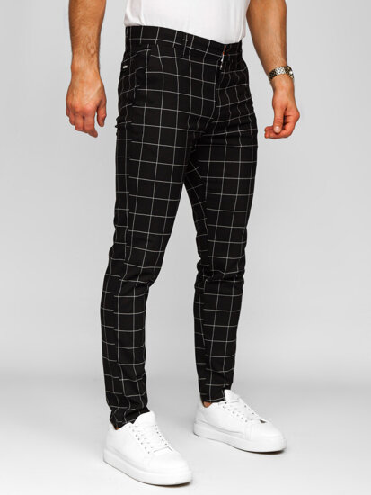 Uomo Pantaloni joggers a quadri Nero Bolf 184160