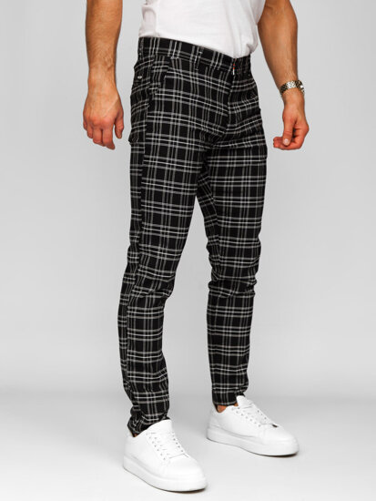 Uomo Pantaloni joggers a quadri Nero Bolf 184166