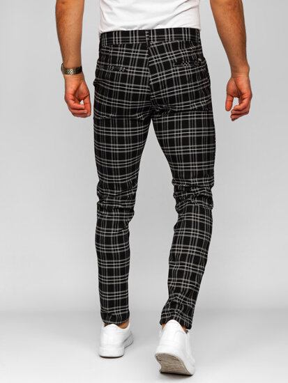 Uomo Pantaloni joggers a quadri Nero Bolf 184166