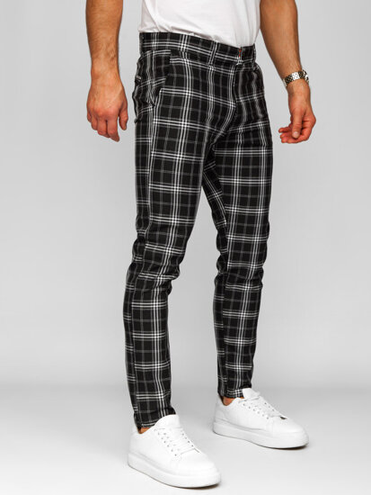 Uomo Pantaloni joggers a quadri Nero Bolf 184167