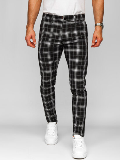 Uomo Pantaloni joggers a quadri Nero Bolf 184167