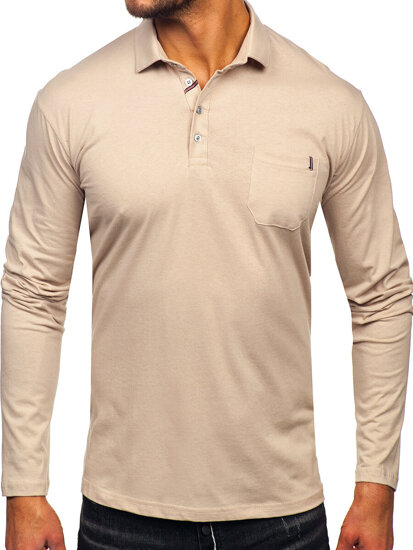 Uomo Polo in cotone a maniche lunghe Beige Bolf 5120