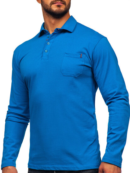 Uomo Polo in cotone a maniche lunghe Blu Bolf 5120