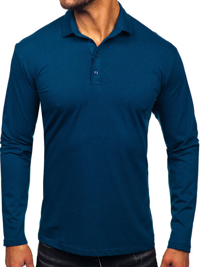 Uomo Polo in cotone a maniche lunghe Blu scuro Bolf 5119