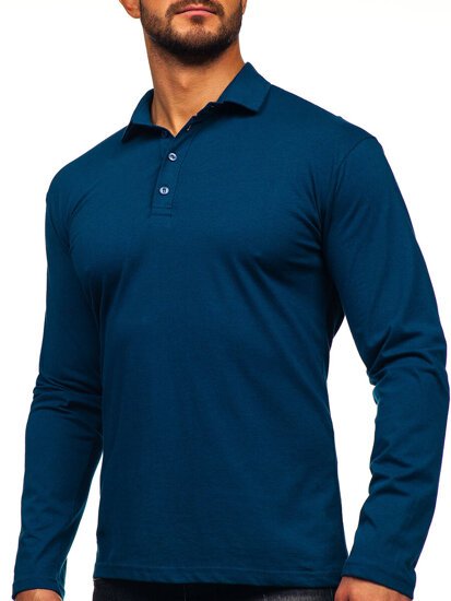 Uomo Polo in cotone a maniche lunghe Blu scuro Bolf 5119