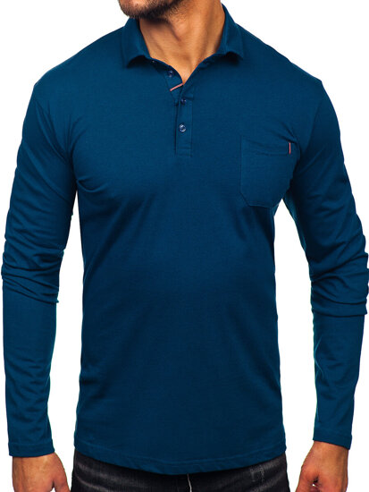 Uomo Polo in cotone a maniche lunghe Blu scuro Bolf 5120