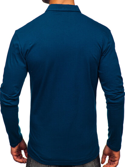 Uomo Polo in cotone a maniche lunghe Blu scuro Bolf 5120