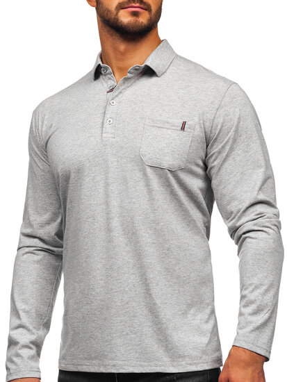 Uomo Polo in cotone a maniche lunghe Grigio Bolf 5120