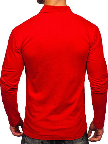 Uomo Polo in cotone a maniche lunghe Rosso Bolf 5119