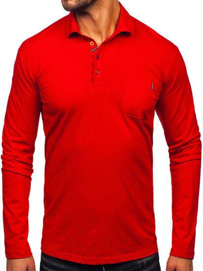 Uomo Polo in cotone a maniche lunghe Rosso Bolf 5120