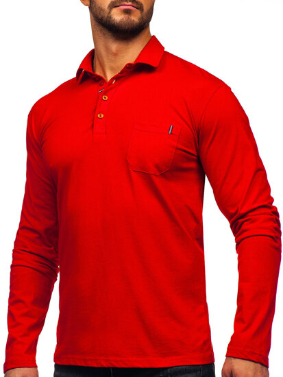 Uomo Polo in cotone a maniche lunghe Rosso Bolf 5120