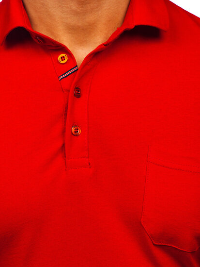 Uomo Polo in cotone a maniche lunghe Rosso Bolf 5120