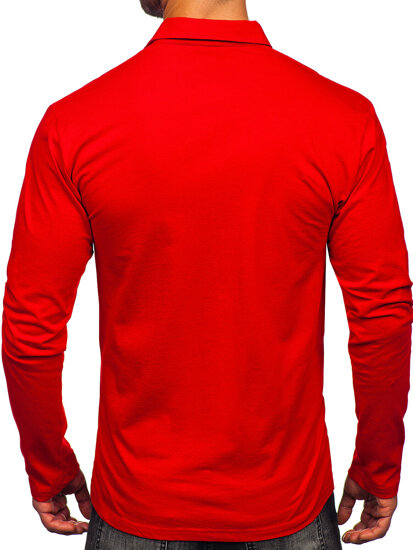 Uomo Polo in cotone a maniche lunghe Rosso Bolf 5120