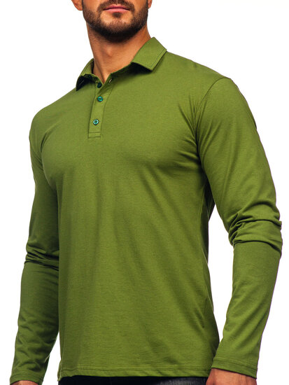 Uomo Polo in cotone a maniche lunghe Verde Bolf 5119