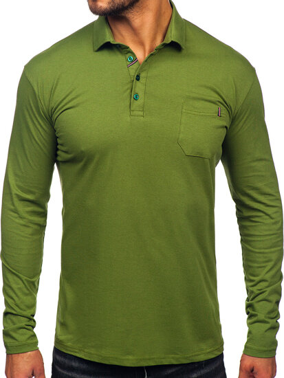 Uomo Polo in cotone a maniche lunghe Verde Bolf 5120