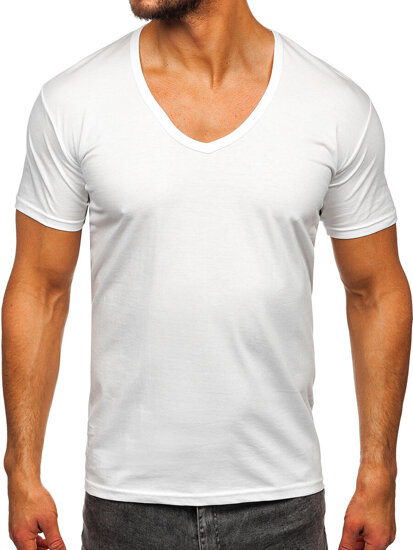 Uomo T-shirt a scollo V Bianco Bolf 9002