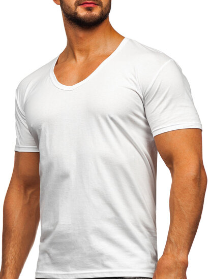 Uomo T-shirt a scollo V Bianco Bolf 9002