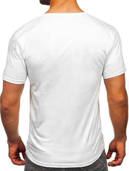 Uomo T-shirt a scollo V Bianco Bolf 9002