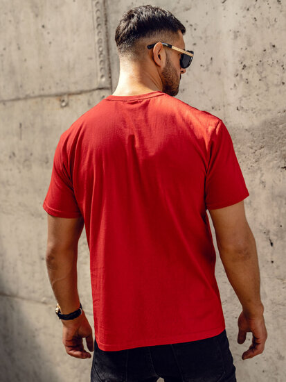 Uomo T-shirt in cotone basic Rosso Bolf 192397A