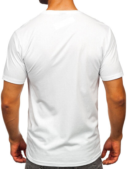 Uomo T-shirt in cotone con stampa Bianco Bolf 5032