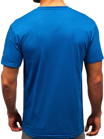 Uomo T-shirt in cotone con stampa Blu Bolf 14732