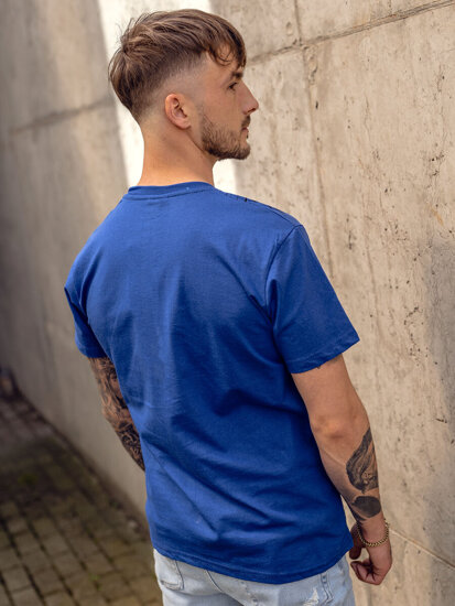 Uomo T-shirt in cotone con stampa Blu Bolf KS2525TA