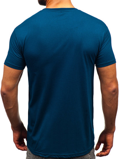 Uomo T-shirt in cotone con stampa Blu scuro Bolf 14722