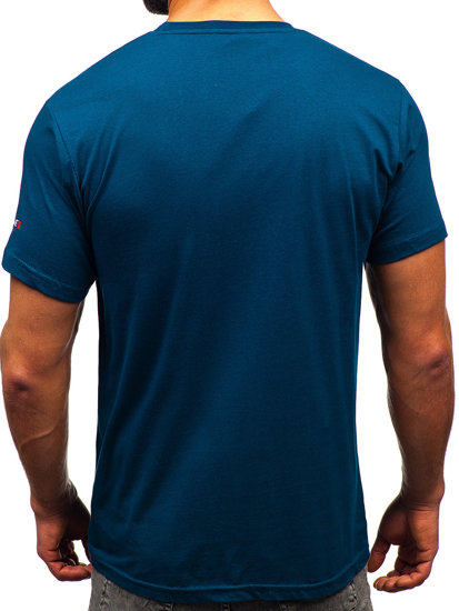 Uomo T-shirt in cotone con stampa Blu scuro Bolf 14732