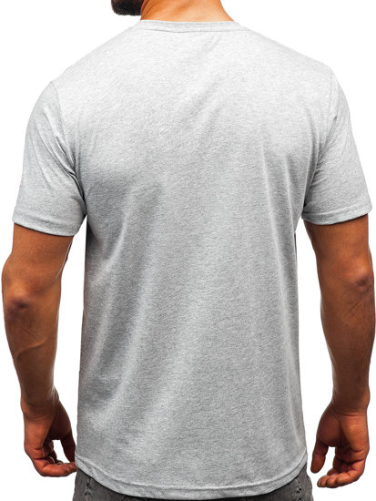 Uomo T-shirt in cotone con stampa Grigio Bolf 14741