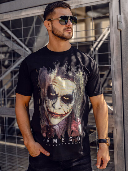 Uomo T-shirt in cotone con stampa Nero Bolf 192245A