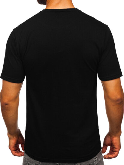 Uomo T-shirt in cotone con stampa Nero Bolf 5032