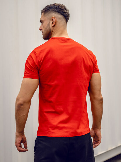 Uomo T-shirt in cotone con stampa Rosso Bolf 5065A