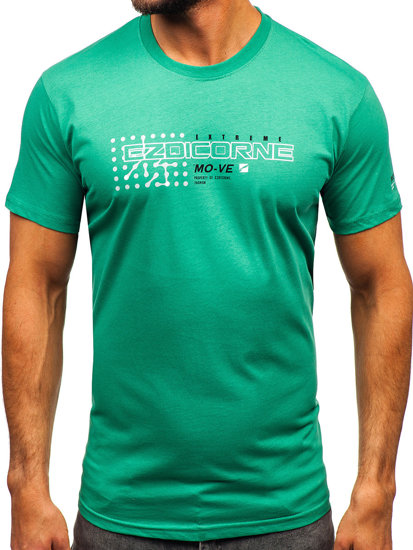 Uomo T-shirt in cotone con stampa Verde Bolf 14732