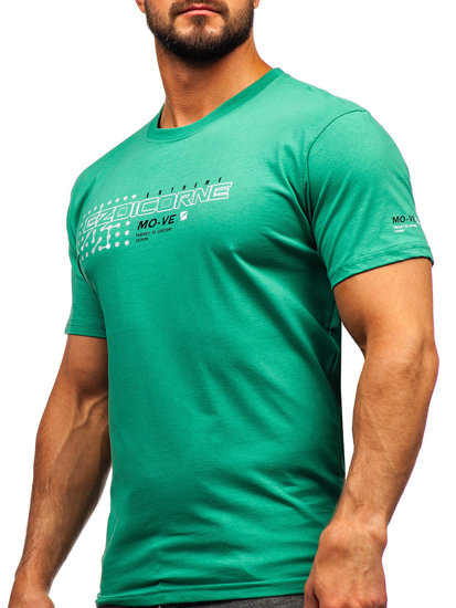 Uomo T-shirt in cotone con stampa Verde Bolf 14732