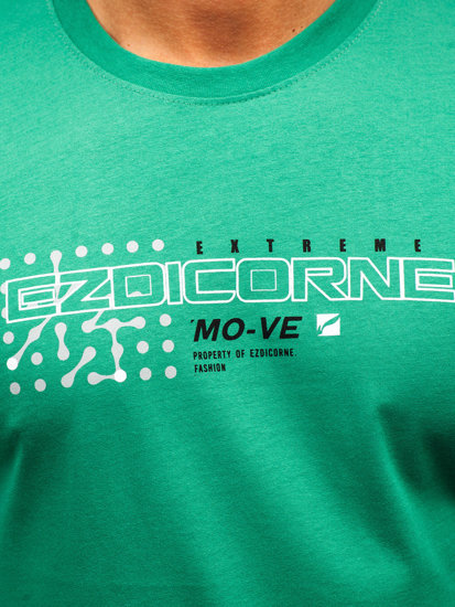 Uomo T-shirt in cotone con stampa Verde Bolf 14732