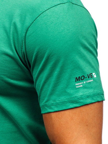 Uomo T-shirt in cotone con stampa Verde Bolf 14732