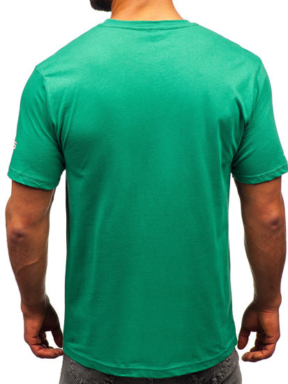 Uomo T-shirt in cotone con stampa Verde Bolf 14741