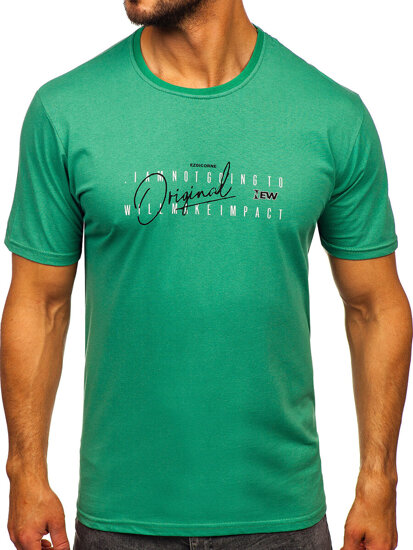 Uomo T-shirt in cotone con stampa Verde Bolf 5032