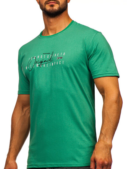 Uomo T-shirt in cotone con stampa Verde Bolf 5032