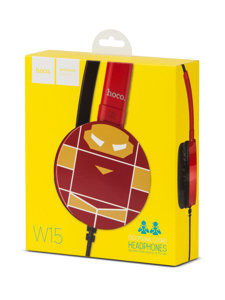 Auricolari con filo con microfono Iron Man per bambini rossi W15IM