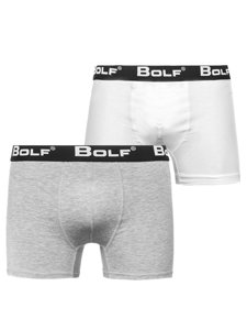 Boxer da uomo bianco-grigi Bolf 0953-2P 2 PACK