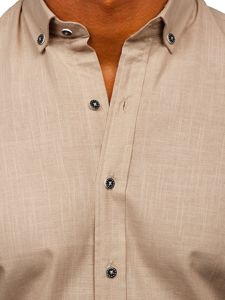 Camicia a manica corta da uomo beige Bolf 20501