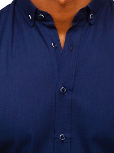 Camicia a manica corta da uomo blu Bolf 20501