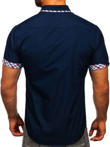 Camicia a manica corta da uomo blu Bolf 6540