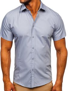 Camicia a manica corta da uomo celeste Bolf 17501